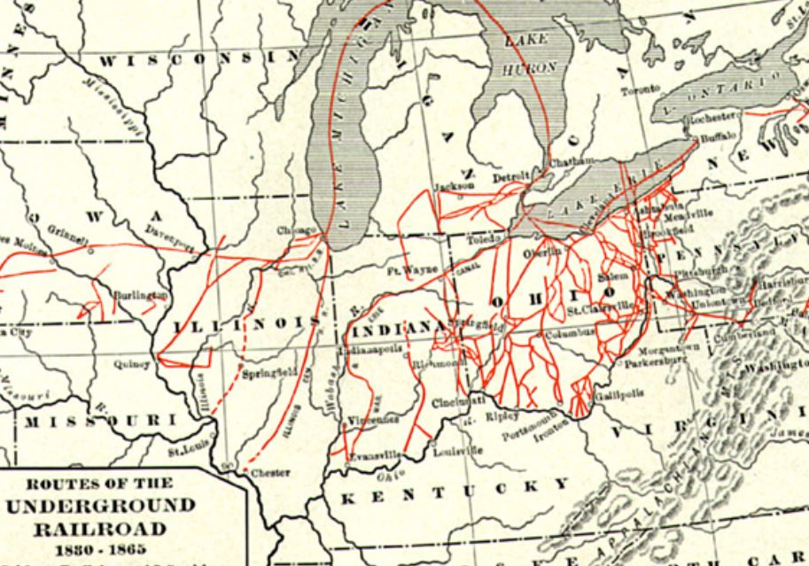 Map of the Underground Railroad routes