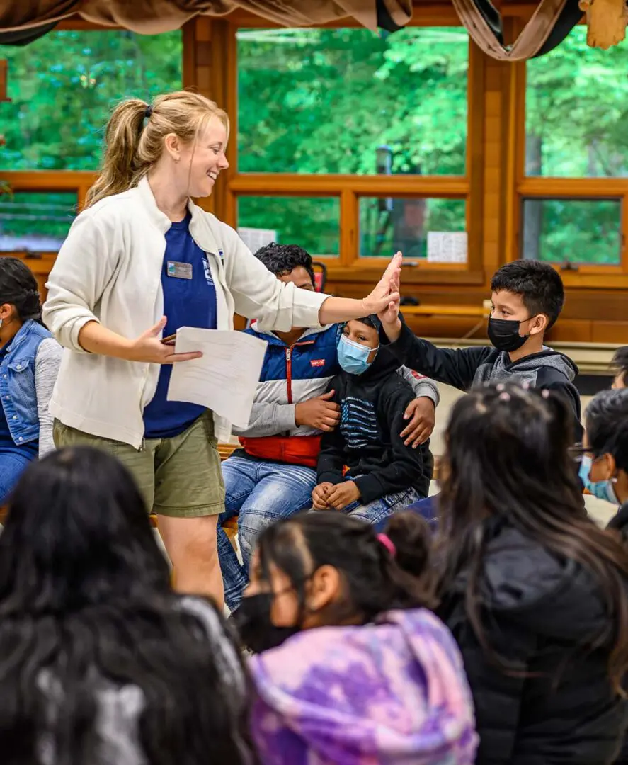 Cincinnati Parks' Explore Nature naturalist with children at a nature center