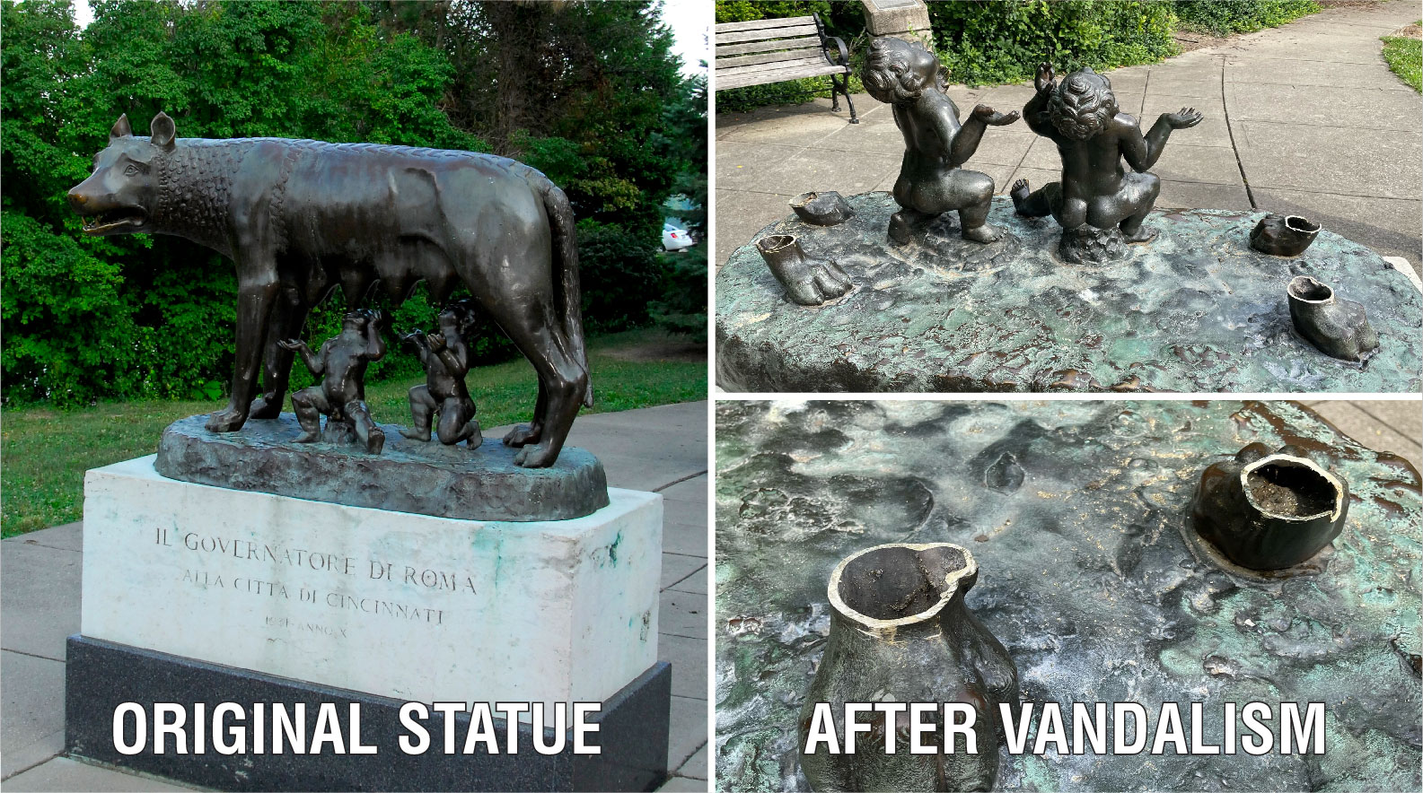 Capitoline before and after vandalism