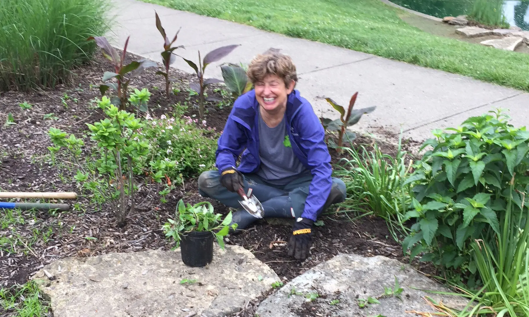 Cathy Caldemeyer landscaping with Cincinnati Parks Foundation