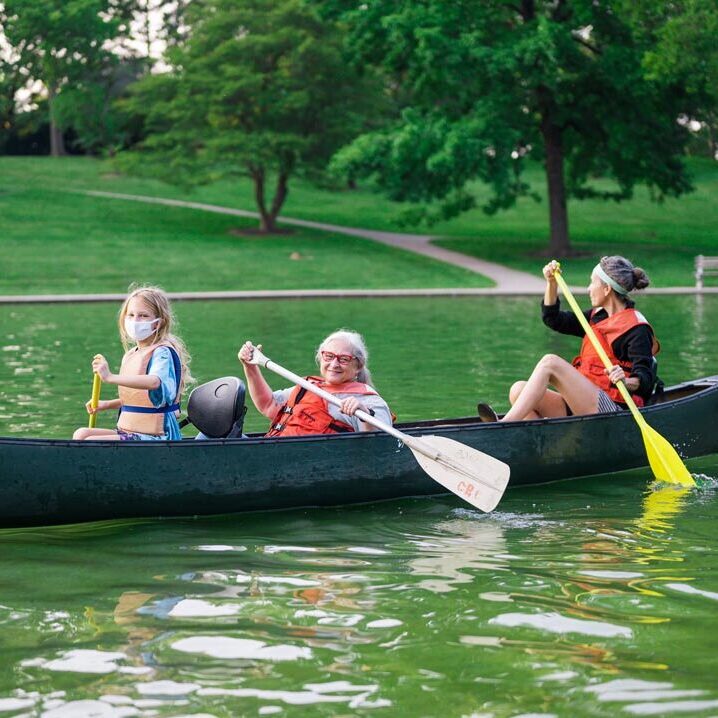 Family canoeing at the CPAC grant program funded event in cincinnati parks