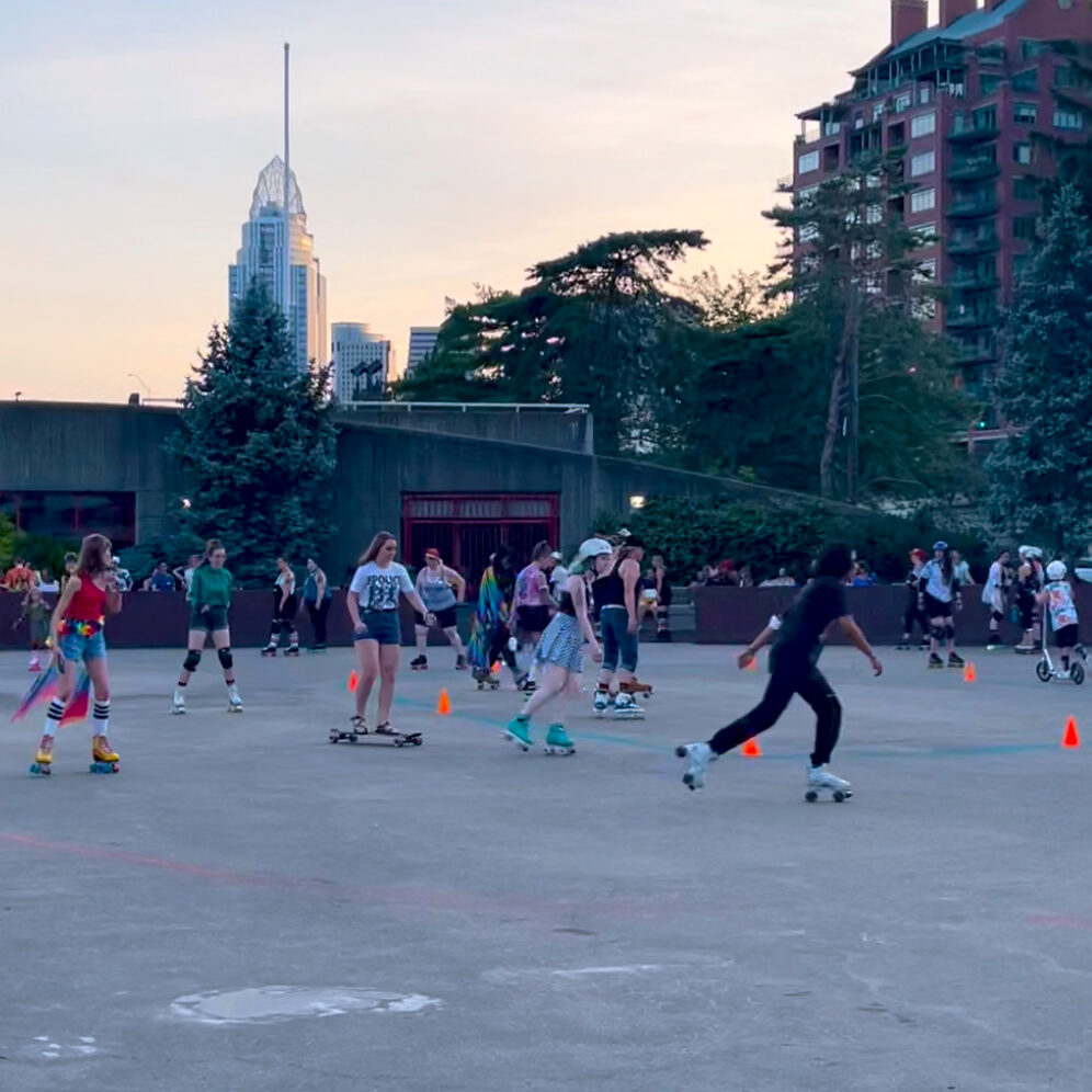 People roller skating at Sawyer Point